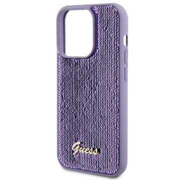 Etui Guess GUHCP15XPSFDGSU na iPhone 15 Pro Max 6,7" fioletovy/fialovy pevny obal Sequin Script Metal
