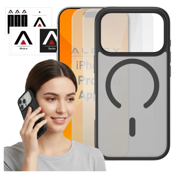 Набір чохлів Alogy 3in1 Case Pack™ – чорний гібридний чохол MagSafe з 2 захисними плівками із загартованого скла для Apple iPhone 17 Pro Max