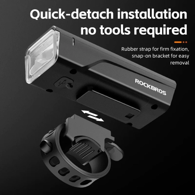 Rockbros 24510003001 передній велосипедний ліхтар 260 лм USB-C - кабель USB-A - чорний