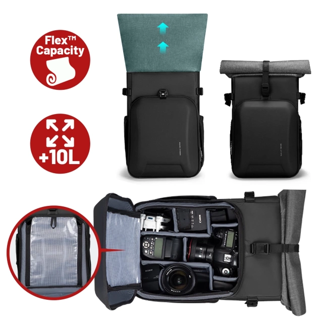 Mark Ryden Camera and Gear Backpack, Waterproof, 30L Capacity, Impact Resistant EVA, with Compartments for Accessories and a 15.6" Laptop (48×27×19 cm) – Black