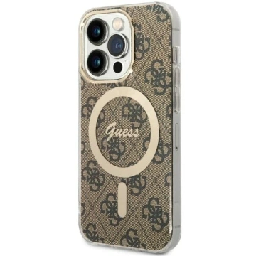 Guess GUHMP14LH4STW pouzdro na telefon pro Apple iPhone 14 Pro 6,1" hnědé/hnědé pevné pouzdro 4G MagSafe
