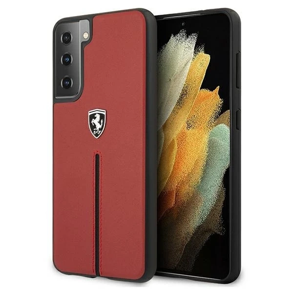 Etui na telefon Ferrari Hardcase do Samsung Galaxy S21 Plus czerwony/red hardcase Off Track Leather Nylon Stripe