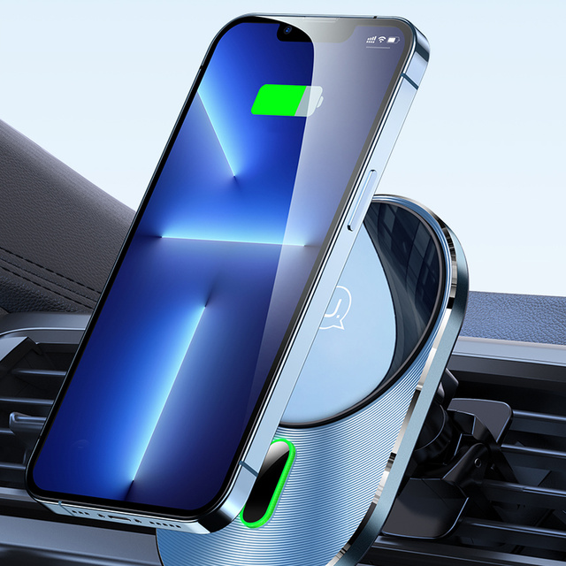 Індукційний тримач автомобільного телефону USAMS Magnetic Car Wireless Charging 15W для вентиляційного отвору. CD170DZ01 (US-CD170) сірий/сірий