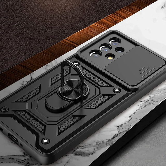 Pouzdro Alogy Camshield Stand Ring s krytem fotoaparátu pro Samsung Galaxy A73 / A73 5G Glass