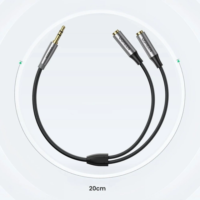 UGREEN cable AUX extension cable 3.5mm mini jack 0.2m black (AV191 50253)
