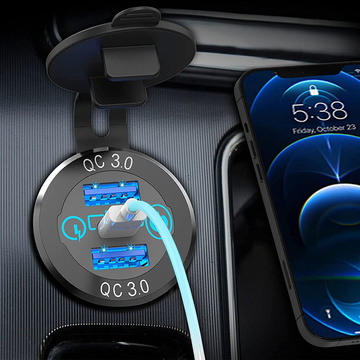 Світлодіодне гніздо для автомобільного зарядного пристрою Alogy Mini Car Charge For Motorcycle Adapter Power Adapter Connectors Alogy 2x USB QC 3.0 USB-C PD 60W