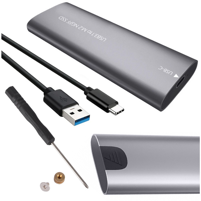 Festplattenadaptergehäuse SSD-Schacht NGFF m.2 USB 3.1 USB-C Typ-C 2230-2280 mm Silber