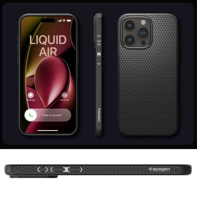 Puzdro na iPhone 15 Pro Max Spigen Liquid Air Case, puzdro, ochranná zadná strana, matné čierne sklo
