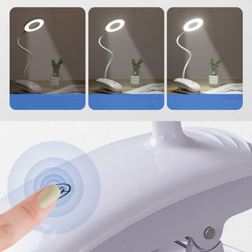 Stolná lampa Alogy Stolová LED kruhová lampa s klipom na stôl bezdrôtová flexibilná biela