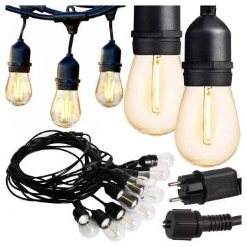 Garten-Girlandenleuchte, 10 LED-Balkonleuchten für den Garten, wasserdichte IP44-24-V-Glühbirnen