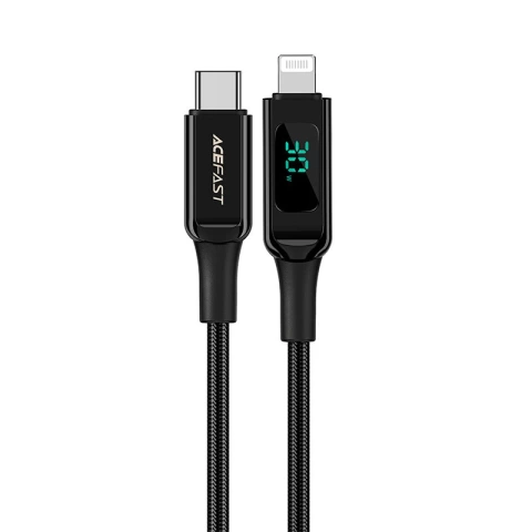 Acefast kábel MFI USB Typ C - Lightning 1,2m, 30W, 3A czarny (C6-01 Black)