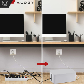 Kabel-Organizer Schreibtisch-Bodenbehälter Kabelbox Alogy Box L 40 cm groß Weiß