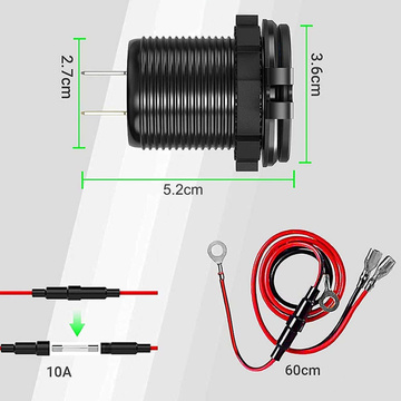 LED nabíječka do auta zásuvka Alogy Mini nabíječka do auta pro motocykl Konektory napájecího adaptéru Alogy 2x USB QC 3.0 USB-C PD 60W