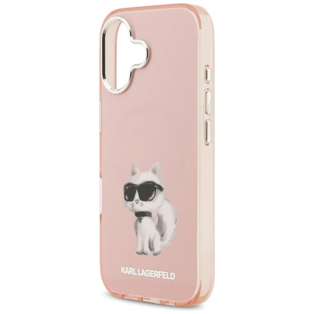 Etui Ochronne do iPhone 17 Karl Lagerfeld IML Aquarelle Choupette MagSafe Różowy