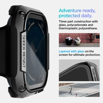 ЧОХОЛ ДЛЯ APPLE WATCH 10 (46MM) ЧОРНИЙ SPIGEN TOUGH ARMOR ЗАГАРТОВАНОГО СКЛА