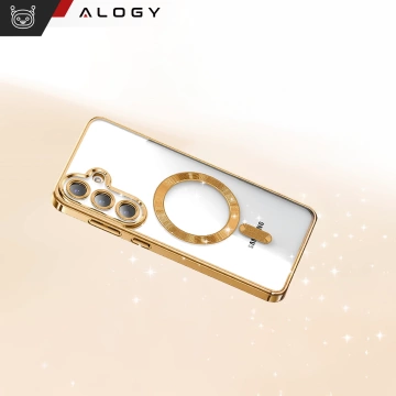 Puzdro MagSafe pre Apple iPhone 16 Pro Max Alogy Glamour puzdro na luxusný prsteň zlato-priehľadné