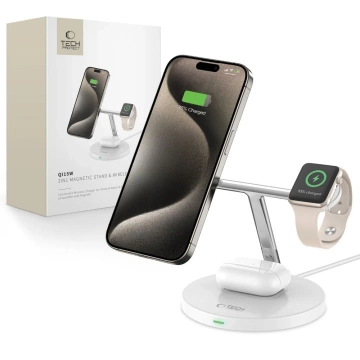 QI15W-A35 IN1 Магнітний бездротовий зарядний пристрій MagSafe для iPhone, Airpods, Apple Watch White