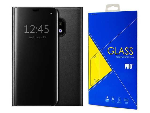 Clear View Cover Samsung Galaxy J7 2017 Schwarzes Glas