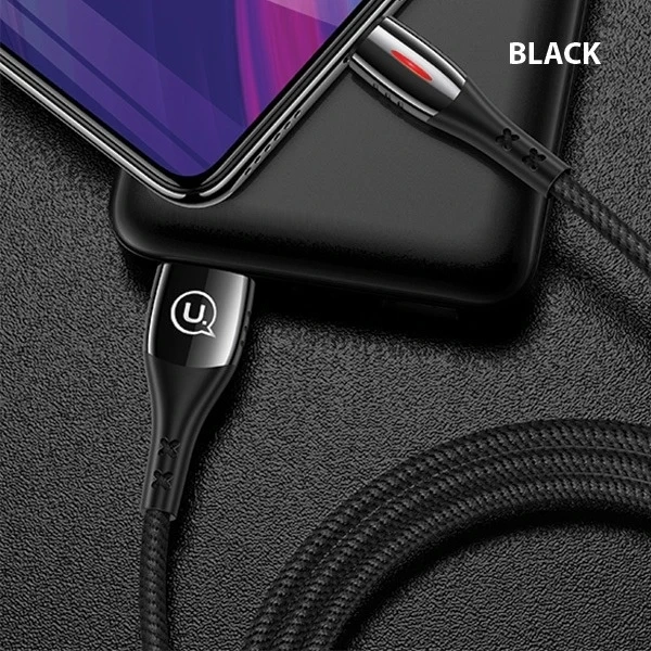 USAMS Braided cable U-Tone microUSB 1.2m Power-off 2A Fast Charging black