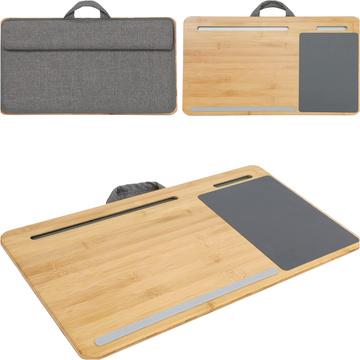 Stojan na stůl na notebook, držák na telefon, tablet, bambusová podložka pod myš Alogy, podložka na kolena do postele