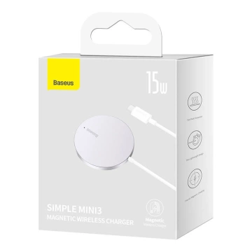 Baseus Simple Mini3 15W Ladegerät mit magnetischer Induktion (Silber)