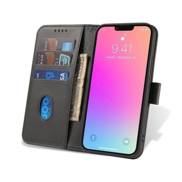 Magnet Phone Case pre iPhone 14 Plus elegantné puzdro s odklápacím krytom a funkciou stojana čierne