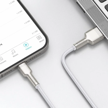 Baseus Cafule kovový dátový USB kábel - Lightning 2,4 A 2 m biely (CALJK-B02)