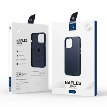 Dux Ducis Naples case iPhone 14 Pro magnetic leather case MagSafe blue