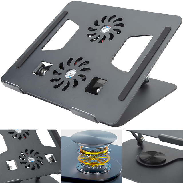Laptop Table Stand 17.3" Adjustable 360 Cooling Foldable Aluminum 25x21.7cm Alogy Graphite