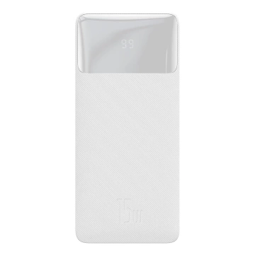 Повербанк з дисплеєм Baseus Bipow 10000mAh 15W білий (Overseas Edition) USB-A - Micro USB кабель 0,25 м білий (PPBD050002)