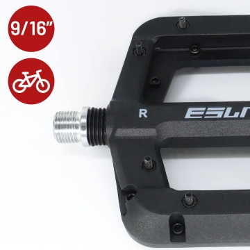 Plattform-Fahrradpedale für MTB-Fahrräder, Aluminium 9/16" Schwarzes Aluminium-Set [2 Stk.]