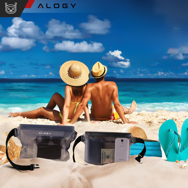 2x Waterproof case waist bag pouch phone case water resistant 21.5x23.5cm Alogy Waterproof Black