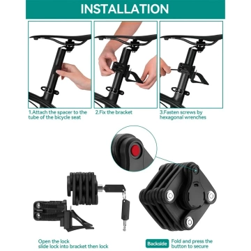 Skladací zámok na bicykel Rockbros WD795 - čierny