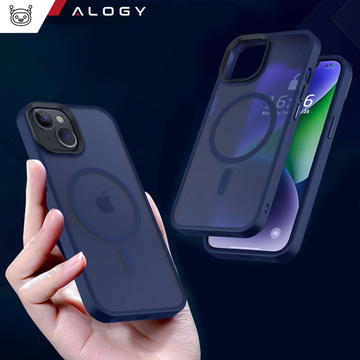 Чохол для iPhone 14 Plus MagSafe Matt Case Cover Matte Alogy Ring Armored Phone Case Navy Blue