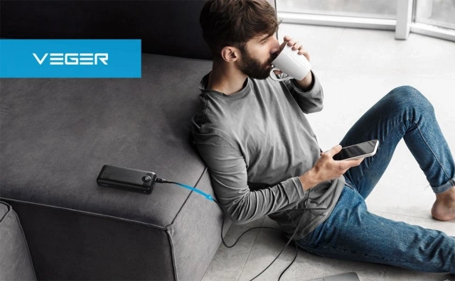 Powerbank Externer Akku VEGER L20S - 20.000 mAh LCD Quick Charge PD 20 W schwarz (VP2039PD / W2039PD)