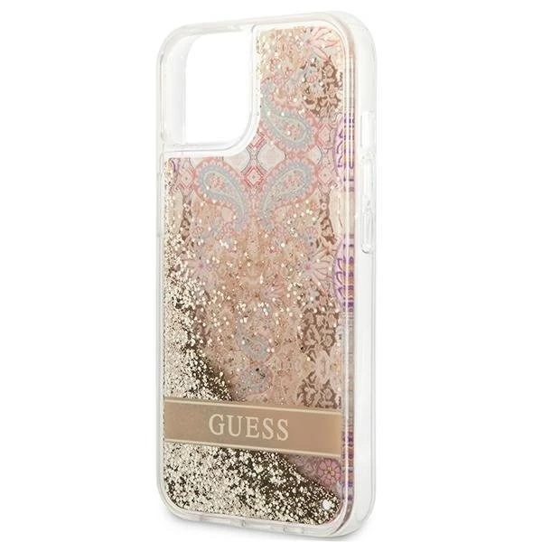Guess GUHCP13SLFLSD iPhone 13 mini 5,4" złoty/золотий твердий чохол Paisley Liquid Glitter