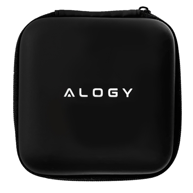 Puzdro na zips Alogy Protect univerzálne puzdro na príslušenstvo slúchadlá, kábel, nabíjačka čierna