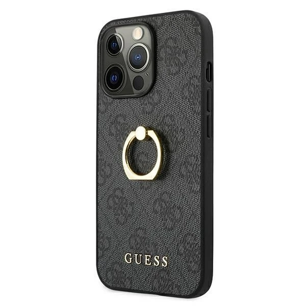 Etui Guess GUHCP13L4GMRGR для Apple iPhone 13 Pro / 13 6,1" szary/сірий твердий чохол 4G з підставкою на кільці