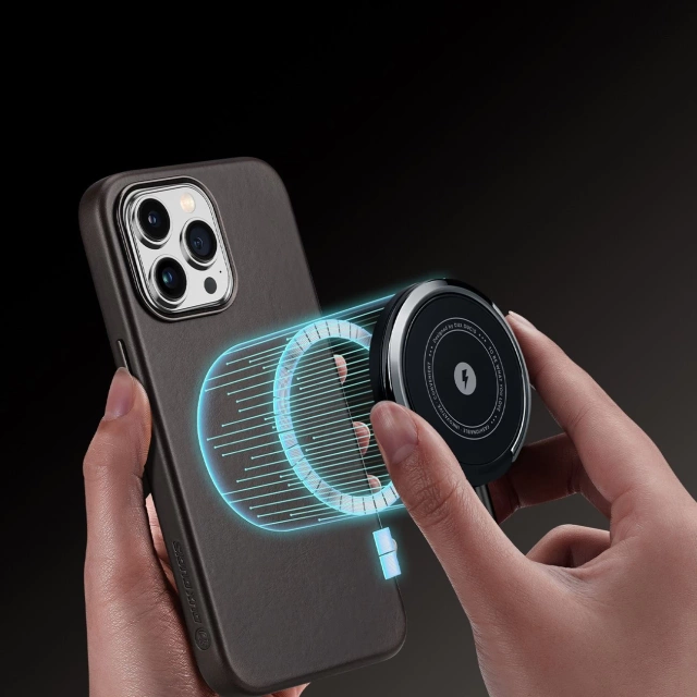 Dux Ducis Naples Case für iPhone 14 Pro Max Lederhülle (MagSafe-kompatibel) Dunkelbraun