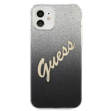 Guess GUHCP12SPCUGLSBK iPhone 12 mini 5,4" čierny/čierny pevný obal Glitter Gradient Script