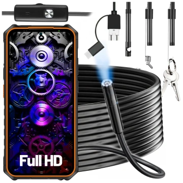 Alogy Duo Cam 1920 Full HD Lightning endoscope inspection camera for iPhone, USB-C, micro USB 3m 8mm black
