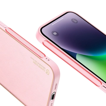 Pouzdro Dux Ducis Yolo iPhone 14 Plus elegantní kryt z ekologické kůže růžové barvy