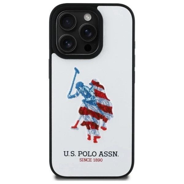 Etui do iPhone 15 Pro Max US Polo Leather American Flag Białe