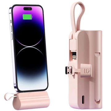 PowerBank 5000mAh Alogy pocket power bank small external charger Power Bank USB-C and lightning Pink