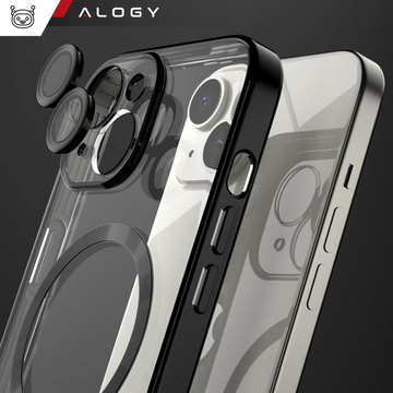 Чохол MagSafe для iPhone 15 Plus Glamour Luxury Cover Slim Ring Alogy Black Transparent Glass