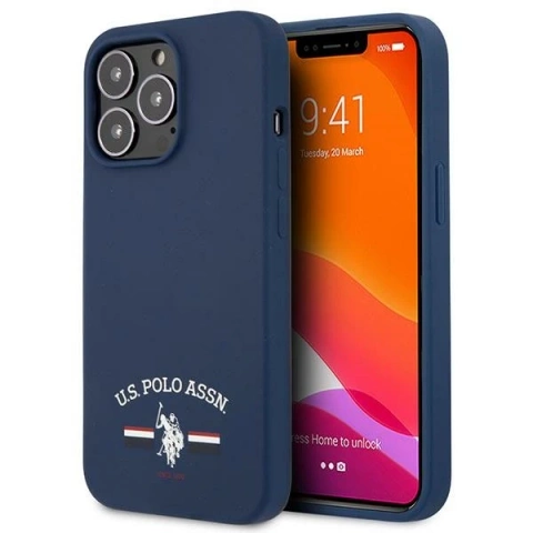 Puzdro na telefón US Polo Silicone Collection iPhone 13 Pro Max 6,7". námornícka modrá/námornícka
