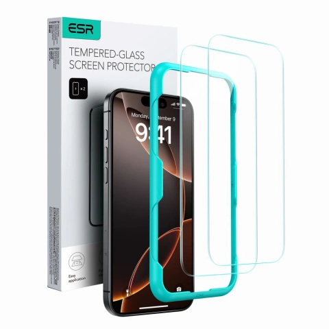 ESR Tempered Glass 2-Pack for iPhone 16 Plus Clear
