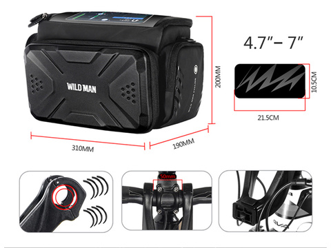 Сумка підсідельна сумка тримач для велосипеда Wildman Bag GS6 4л 7 дюймів Чорний