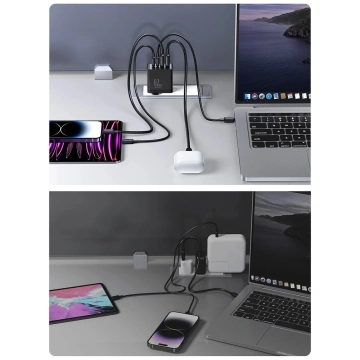 Joyroom TCG02 GaN 67W - Fast Charger 2x USB-C 2x USB-A Cable 100W