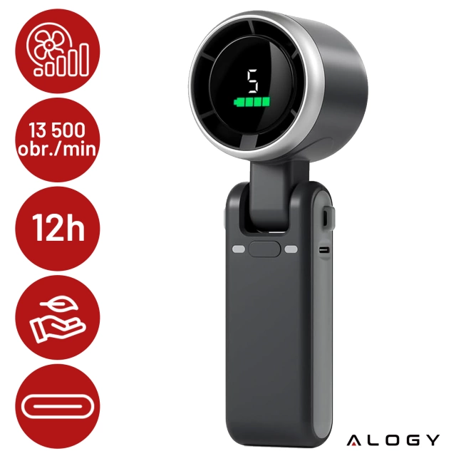 Schreibtischventilator, Standventilator, kleiner Umwälzventilator mit Clip, kabelloser Handventilator, 500 mAh, USB-C, Alogy White